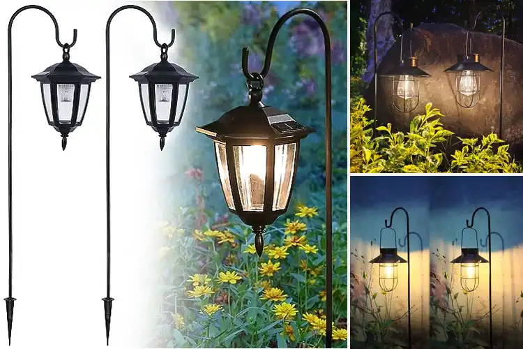 Detailed view of Best 2 Pack Solar Lanterns With 38 Inch Shepherd Hooks