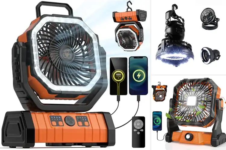 Detailed view of Best Outdoor Tent Fan With LED Lantern
